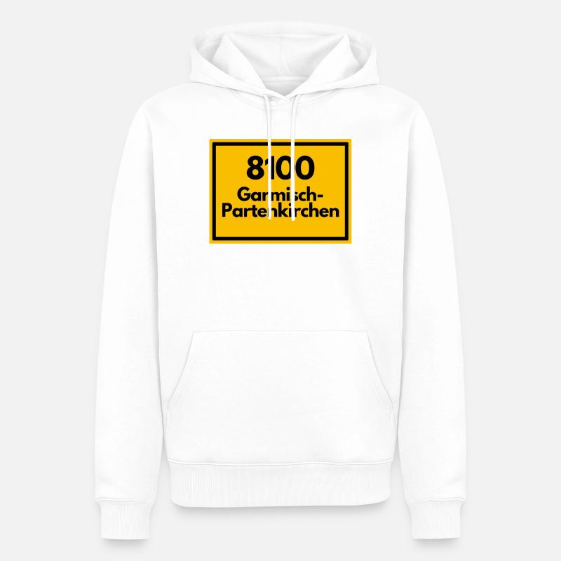 ANCIEN CODE POSTAL 8100 GARMISCH-PARTENKIRCHEN - Sweat à capuche Premium bio Homme - blanc