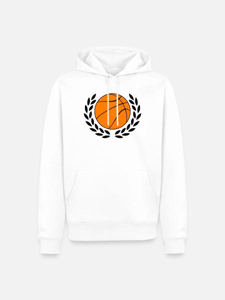 Basketball icon in bold orange - Men’s Premium Organic Hoodie - white