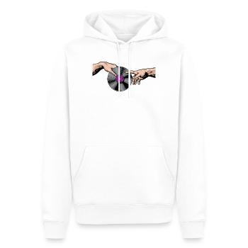 Mains touchant l’art d’un disque vinyle - Sweat à capuche Premium bio Homme - blanc - Devant - Nico (187cm)