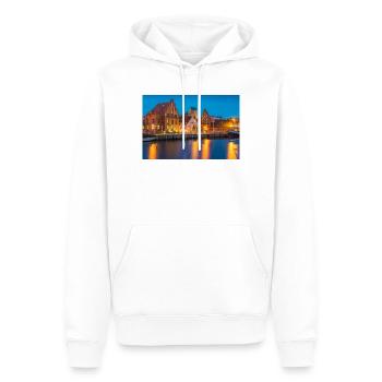 Wismar le soir - Sweat à capuche Premium bio Homme - blanc - Devant - Nico (187cm)