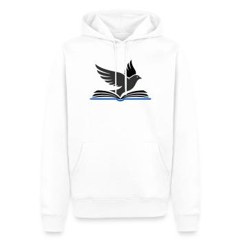 Vogel fliegt aus Buch - Männer Premium Bio Hoodie - Weiß - Vorne - Nico (187cm)
