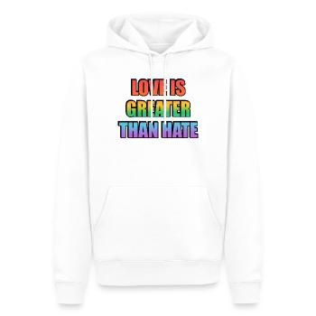 L’amour est plus grand que la haine arc-en-ciel - Sweat à capuche Premium bio Homme - blanc - Devant - Nico (187cm)