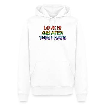 Love Is Greater Than Hate Rainbow - Men’s Premium Organic Hoodie - white - Front - Nico (187cm)