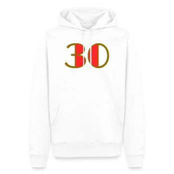 30. 30 ANS. 30e ANNIVERSAIRE. ANNIVERSAIRE 30 ANS. - Sweat à capuche Premium bio Homme - blanc - Devant - Nico (187cm)