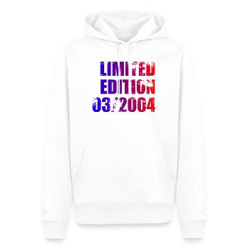 22e anniversaire Édition Limitée 03/2004 - Sweat à capuche Premium bio Homme - blanc - Devant - Nico (187cm)