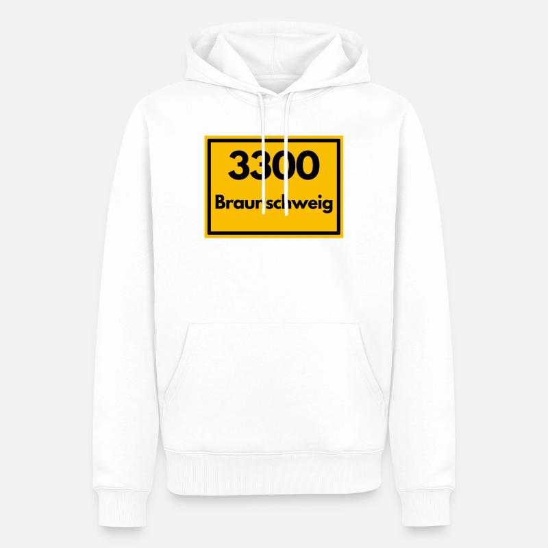 OLD POSTCODE POSTCODE RETRO 3300 BRAUNSCHWEIG - Men’s Premium Organic Hoodie - white