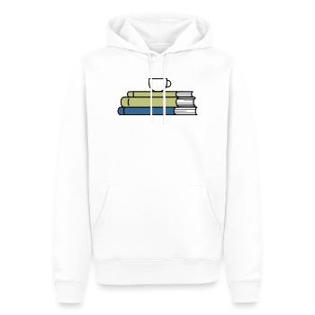 Stack of books Coffee mug Coloured - Men’s Premium Organic Hoodie - white - Front - Nico (187cm)