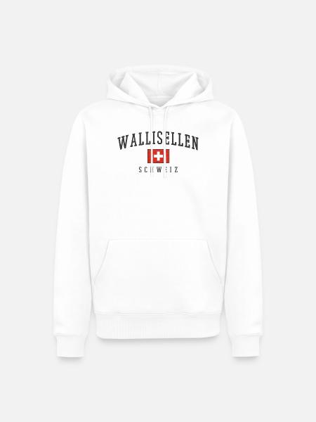 Wallisellen Schweiz Emblem mit Schweizer Flagge - Männer Premium Bio Hoodie - Weiß