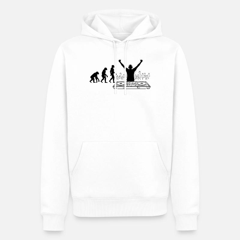 Évolution vers DJ Humor Fun - Sweat à capuche Premium bio Homme - blanc