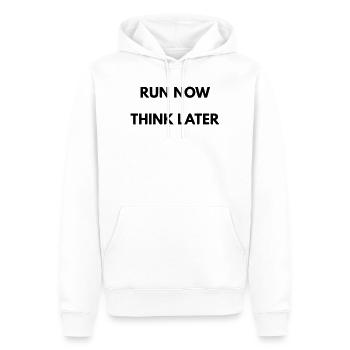 Running Motivation Run Now Think Later - Sweat à capuche Premium bio Homme - blanc - Devant - Nico (187cm)