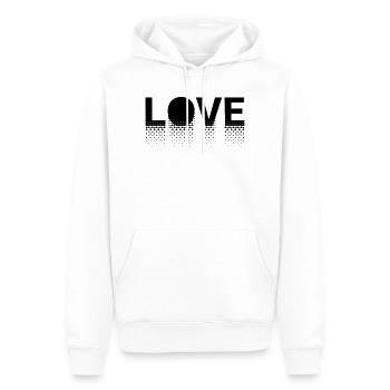 Love en points sur fond noir - Sweat à capuche Premium bio Homme - blanc - Devant - Nico (187cm)