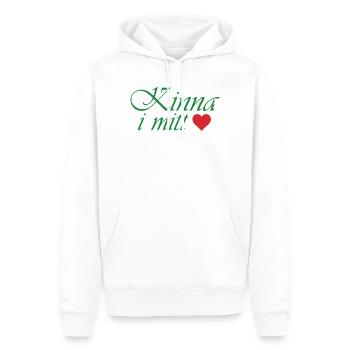 Femme au centre – Calligraphie verte avec cœur - Sweat à capuche Premium bio Homme - blanc - Devant - Nico (187cm)
