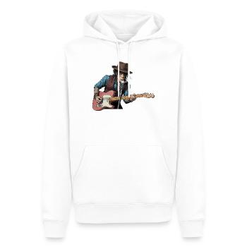 Chanteur blues rock à la guitare électrique - Sweat à capuche Premium bio Homme - blanc - Devant - Nico (187cm)