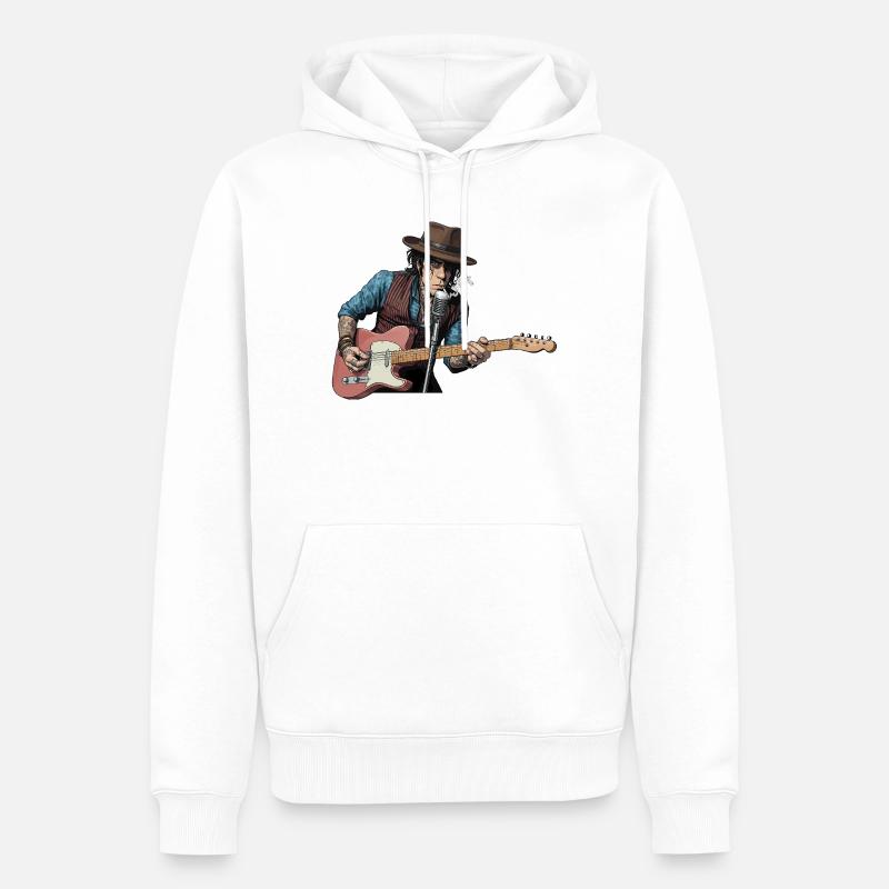 Bluesrock Sänger mit E-Gitarre - Männer Premium Bio Hoodie - Weiß