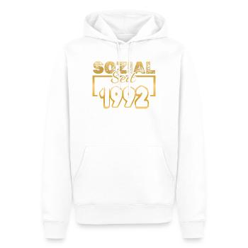 Sozial 1992 - Männer Premium Bio Hoodie - Weiß - Vorne - Nico (187cm)