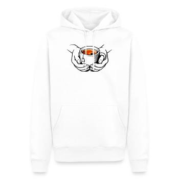 Tasse - Männer Premium Bio Hoodie - Weiß - Vorne - Nico (187cm)