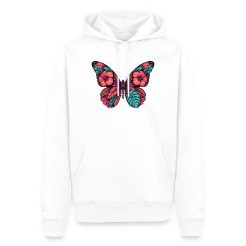 Tropischer Blütenfalterzauber - Männer Premium Bio Hoodie - Weiß - Vorne - Nico (187cm)