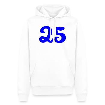 25. 25 ANS. 25e ANNIVERSAIRE. ANNIVERSAIRE 25 ANS. - Sweat à capuche Premium bio Homme - blanc - Devant - Nico (187cm)
