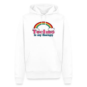 Techno Regenbogen - Männer Premium Bio Hoodie - Weiß - Vorne - Nico (187cm)