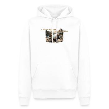 Life is better in hiking boots - Männer Premium Bio Hoodie - Weiß - Vorne - Nico (187cm)