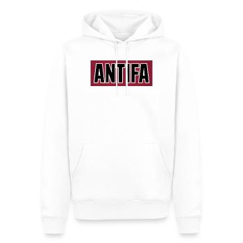 Antifa – Antifaschistisches Merch - Männer Premium Bio Hoodie - Weiß - Vorne - Nico (187cm)