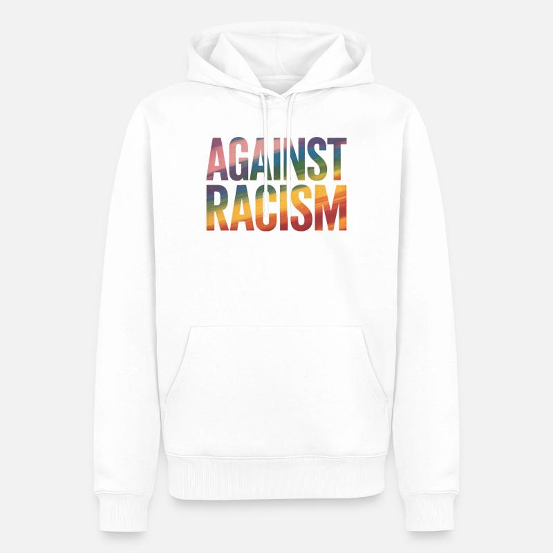 Gegen Rassismus – Antifa-Regenbogen-Tee - Männer Premium Bio Hoodie - Weiß