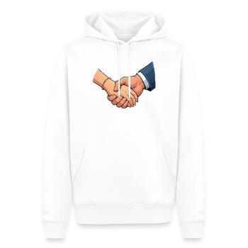 Hände Parr Zusammenhalt - Männer Premium Bio Hoodie - Weiß - Vorne - Nico (187cm)