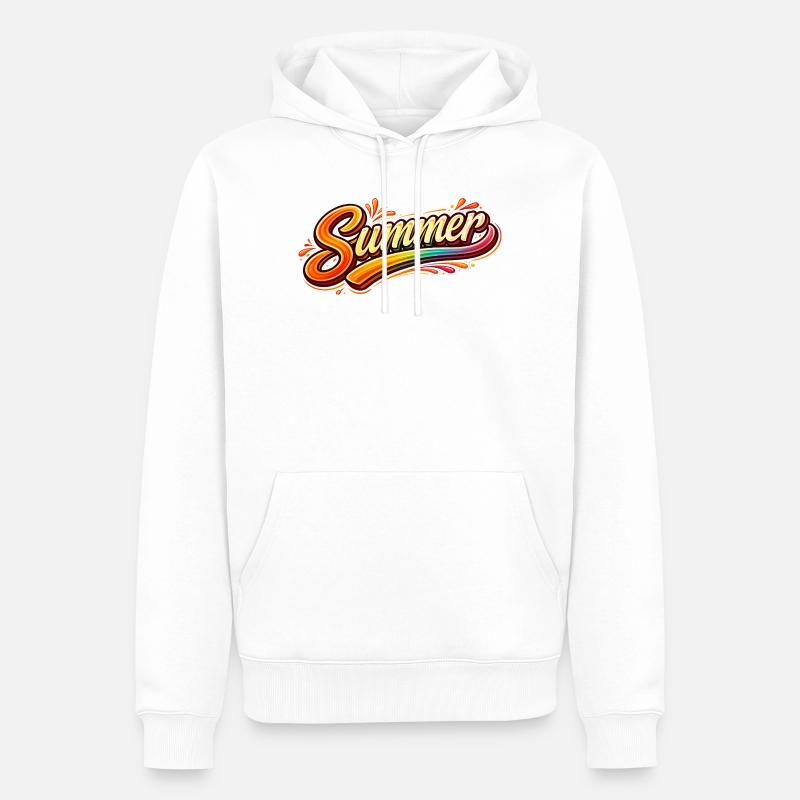 Illustration rétro en lettrage d’été - Sweat à capuche Premium bio Homme - blanc