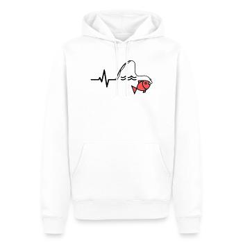 Silhouette du poisson à canne à pêche ECG - Sweat à capuche Premium bio Homme - blanc - Devant - Nico (187cm)