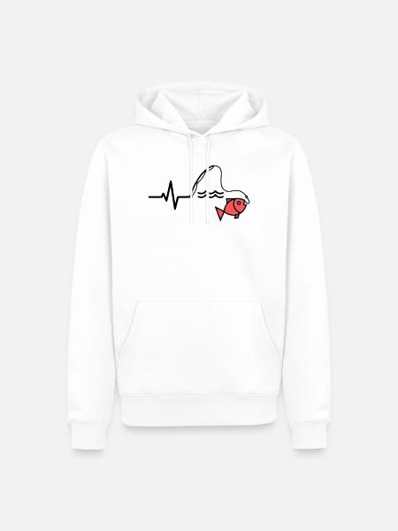 EKG Angelrute Fisch Outline - Männer Premium Bio Hoodie - Weiß