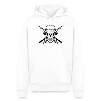 Armoiries du crâne de pêcheur noir - Sweat à capuche Premium bio Homme - blanc - Devant - Nico (187cm)