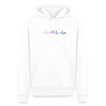 Fahrrad-Herzschlag im Regenbogen - Männer Premium Bio Hoodie - Weiß - Vorne - Nico (187cm)