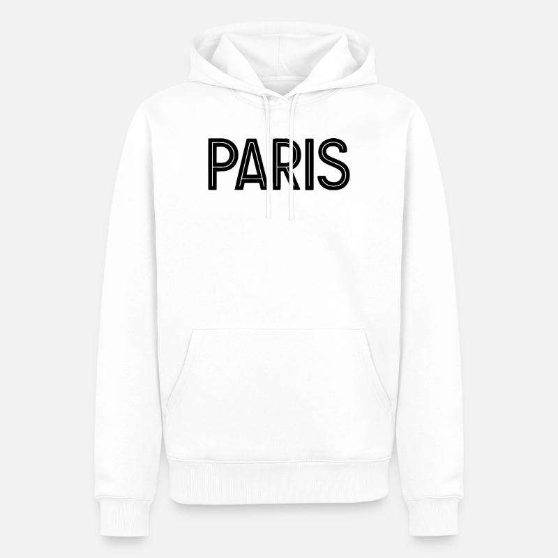Paris Black Geometric Typography - Men’s Premium Organic Hoodie - white