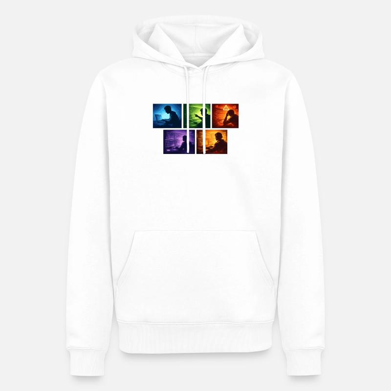 Multi-Screen Code Shadow - Men’s Premium Organic Hoodie - white