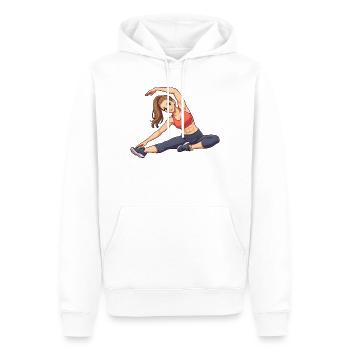 Flexibles Fitness Pose Motiv - Männer Premium Bio Hoodie - Weiß - Vorne - Nico (187cm)