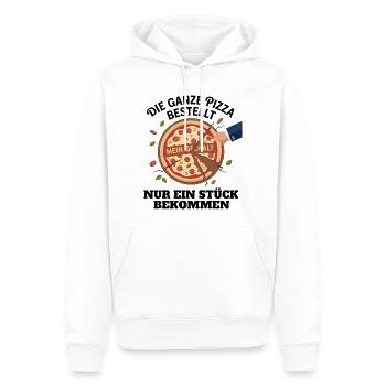 Der Staat Nimmt Das Größte Stück Pizza - Männer Premium Bio Hoodie - Weiß - Vorne - Nico (187cm)