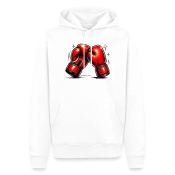 Gants de boxe rouges Puissance et dynamique - Sweat à capuche Premium bio Homme - blanc - Devant - Nico (187cm)