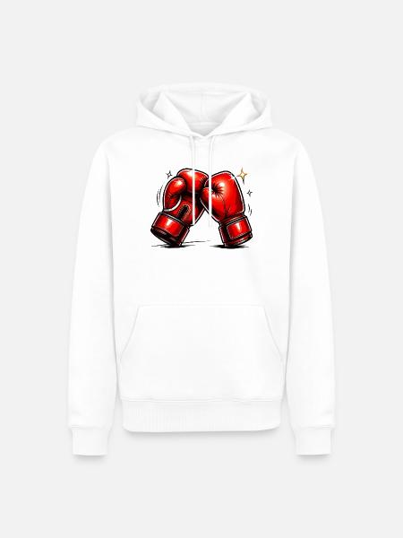 Red Boxing Gloves Power and Dynamics - Men’s Premium Organic Hoodie - white