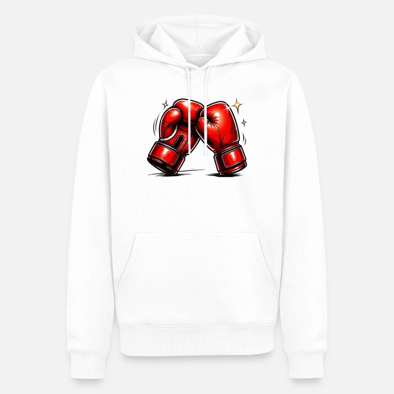 Rote Boxhandschuhe Kraft und Dynamik - Männer Premium Bio Hoodie - Weiß