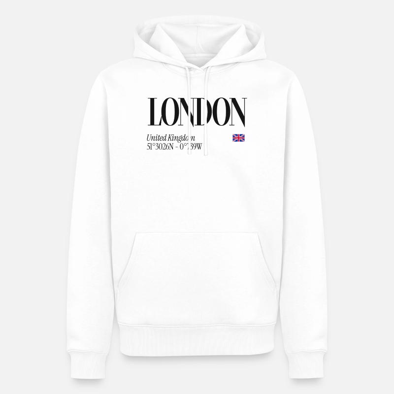Londres Épuré Carte Postale - Sweat à capuche Premium bio Homme - blanc
