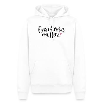 Éducateur au cœur | Crèche cadeau de remerciement - Sweat à capuche Premium bio Homme - blanc - Devant - Nico (187cm)