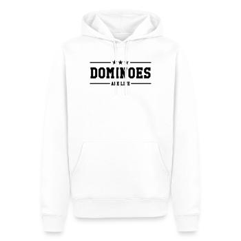Dominoes Are Life : Le Look des Passionnés - Sweat à capuche Premium bio Homme - blanc - Devant - Nico (187cm)
