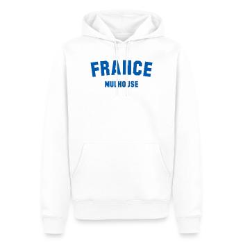 Mulhouse, France, France - Sweat à capuche Premium bio Homme - blanc - Devant - Nico (187cm)