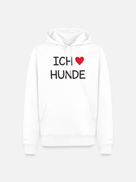 Ich ❤️ Hunde – Süßes Hundeliebe Textdesign - Männer Premium Bio Hoodie - Weiß