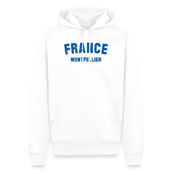Montpellier, Francia, Francia - Felpa con cappuccio ecologica premium da uomo - bianco - Fronte - Nico (187cm)