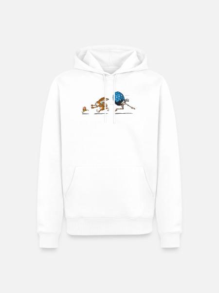 JUTROWNE JEJKO ZAJACA HONI - Männer Premium Bio Hoodie - Weiß