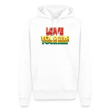 Retro Regenbogen-Selbstliebe - Männer Premium Bio Hoodie - Weiß - Vorne - Nico (187cm)
