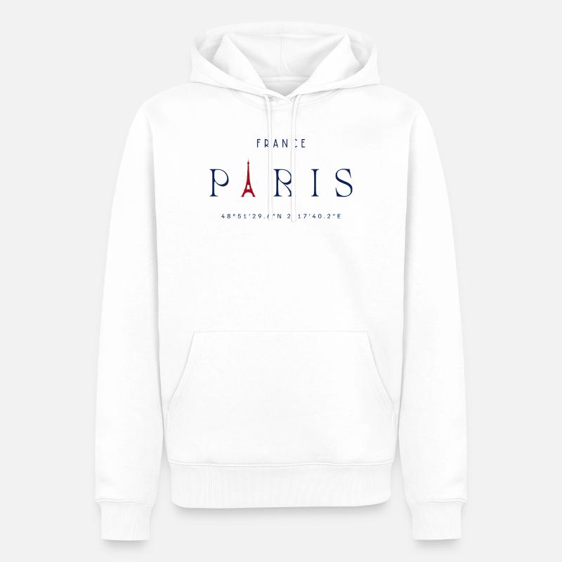 Pariser Blauer Eiffelturm Rot - Männer Premium Bio Hoodie - Weiß