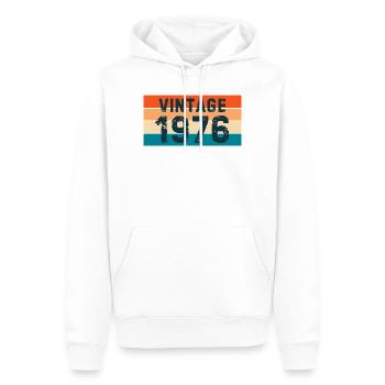 Coucher de soleil rayé vintage 1976 - Sweat à capuche Premium bio Homme - blanc - Devant - Nico (187cm)