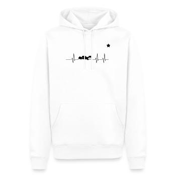 Cœur de vélo Devise - Sweat à capuche Premium bio Homme - blanc - Devant - Nico (187cm)